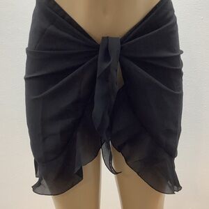 Zuliana Black Ruffle Trim Sarong. Made In USA. New With Tags.